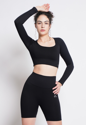 Athena Collection: Premium Non-Padded Long Sleeves Cropped Top