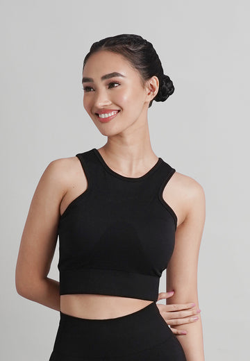 London Collection: Seamless Padded Active Halter Cropped Top