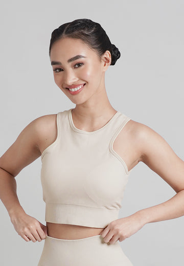 London Collection: Seamless Padded Active Halter Cropped Top