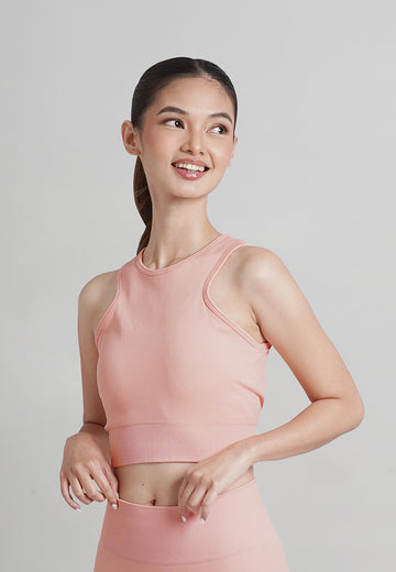 London Collection: Seamless Padded Active Halter Cropped Top