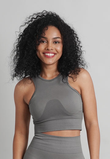London Collection: Seamless Padded Active Halter Cropped Top