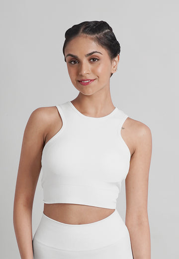 London Collection: Seamless Padded Active Halter Cropped Top