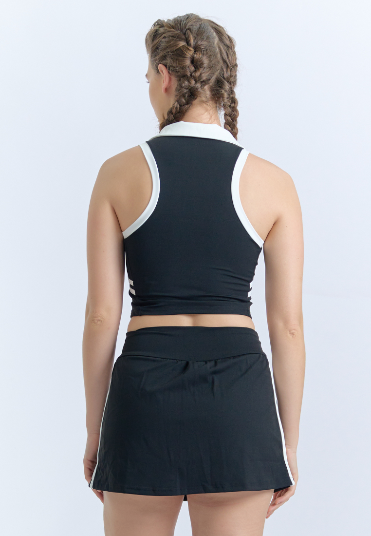 Billie Stripe Sleeveless Cropped Polo Top & Stripe Detail Skort