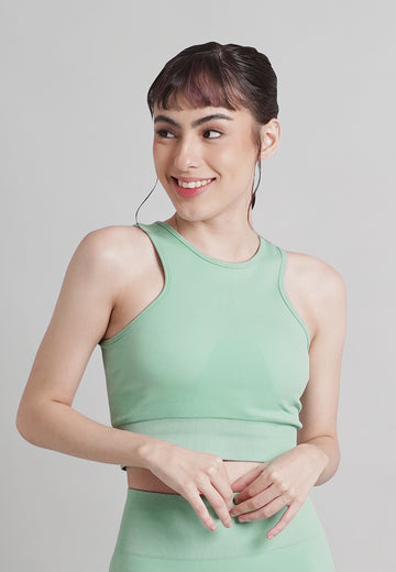 London Collection: Seamless Padded Active Halter Cropped Top