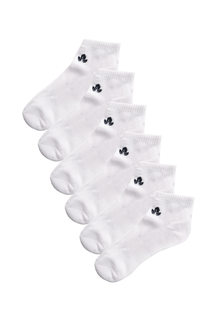 Core Collection: Cotton Terry Sole Comfort Womens White and Black Ankle Socks