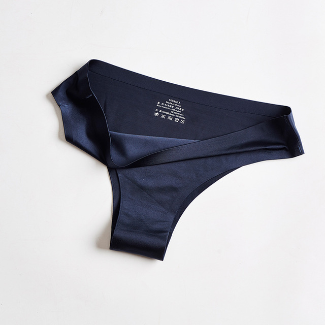 ALSLIAO Women Lace Panties Lingerie Soft Silk Satin Underwear Knickers  Briefs Seamless Blue