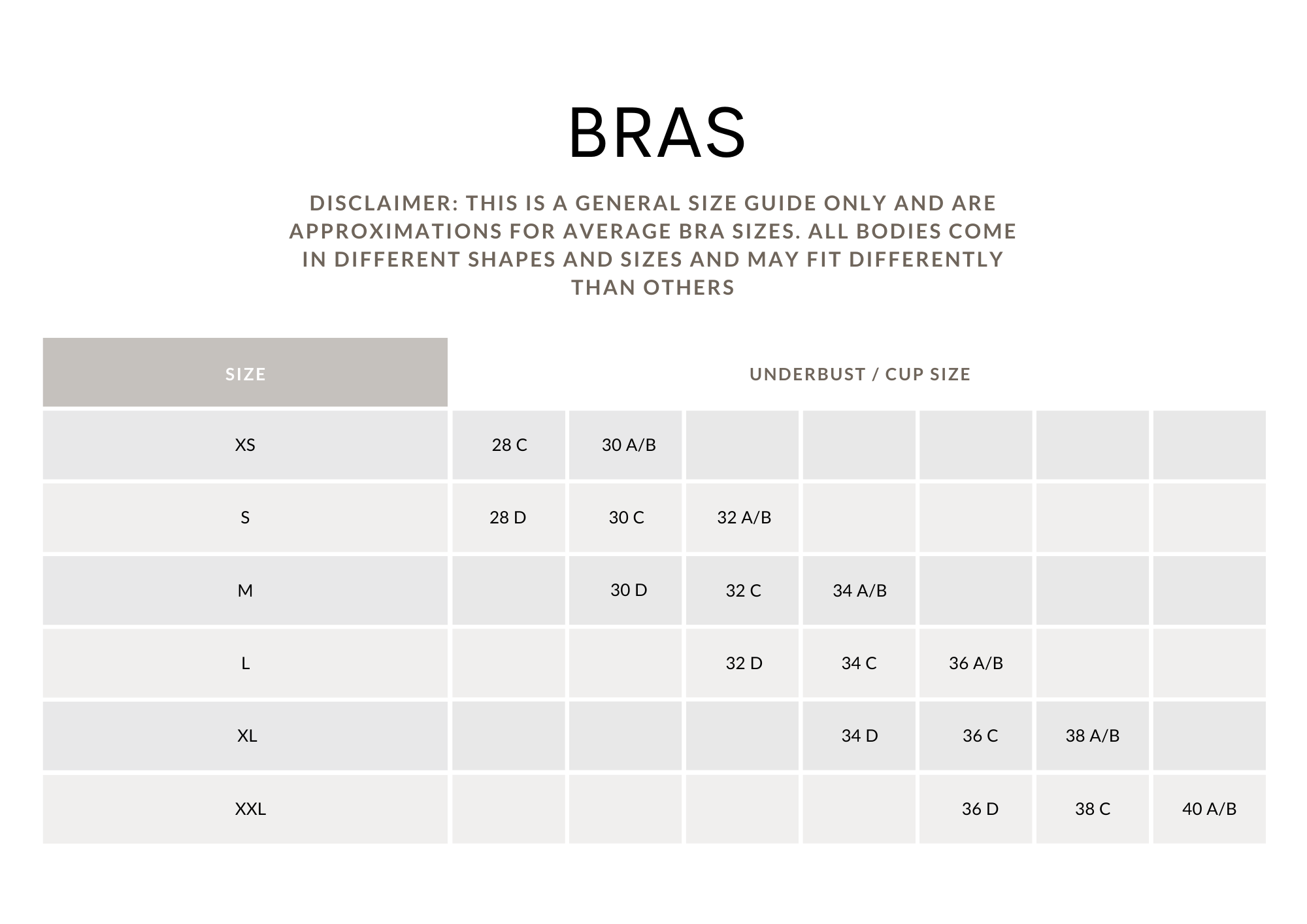 Size Chart & Guides – LC Activewear