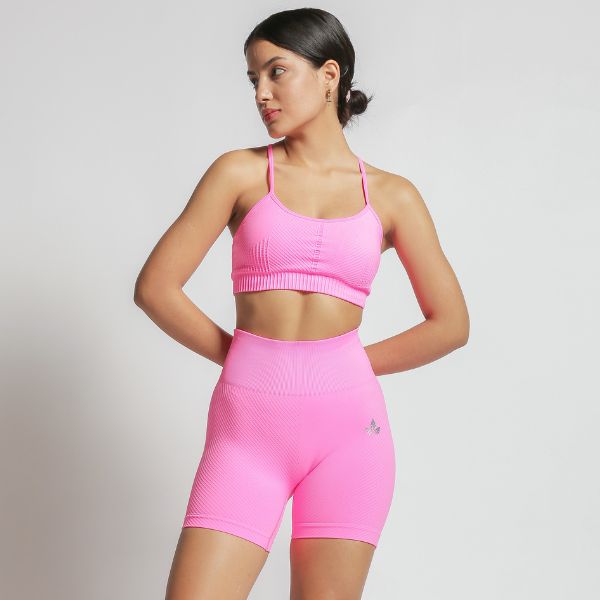 RUE SEAMLESS RIBBED SPORTS BRA & SHORTS COORD SET - Lotus Active Wear