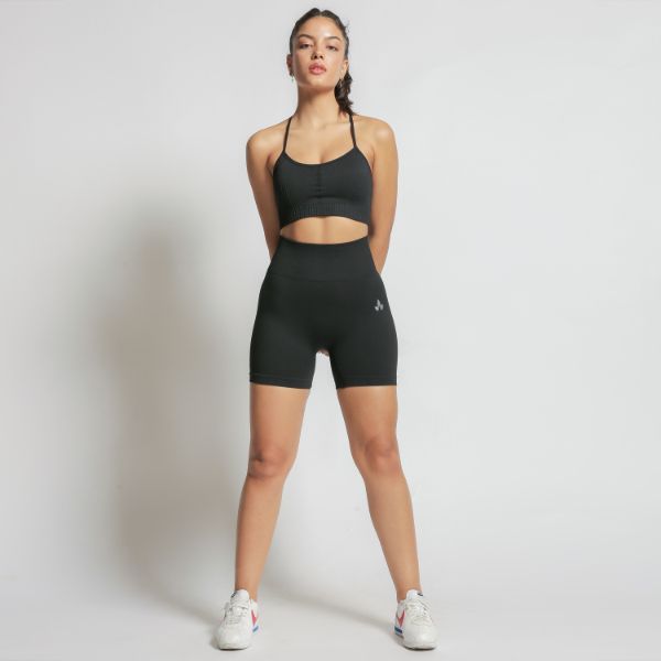 Black Ribbed Padded Bralet & Cycling Shorts Co-ord – Mrs C's Boutique